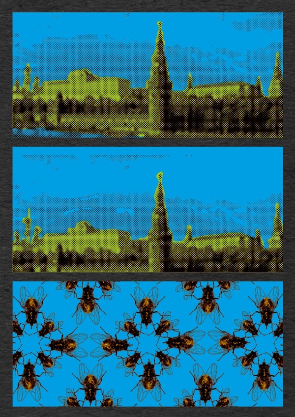 Этюд с узором и растром на голубом [Study with pattern and raster on blue]