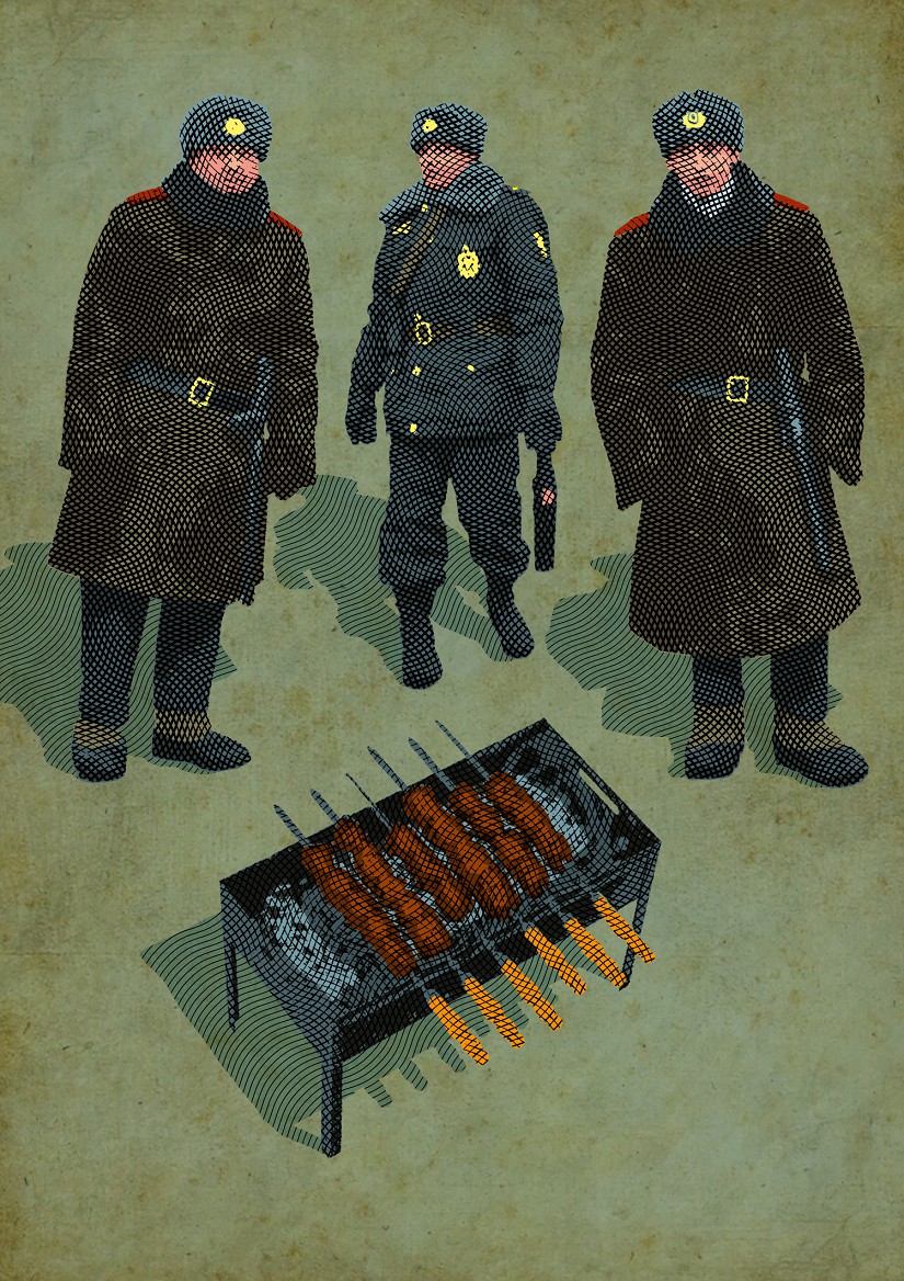 Охранение у шашлыка [Guarding the shashlik]
