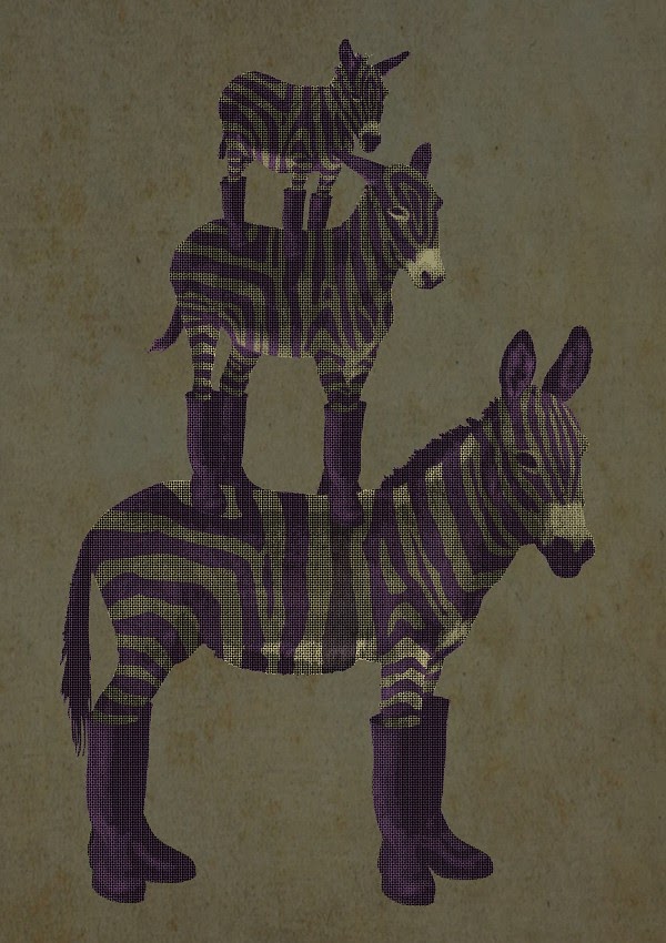 Пирамида. Ослы в камуфляже. Левая панель [Pyramid. Donkeys in camouflage. Left panel]